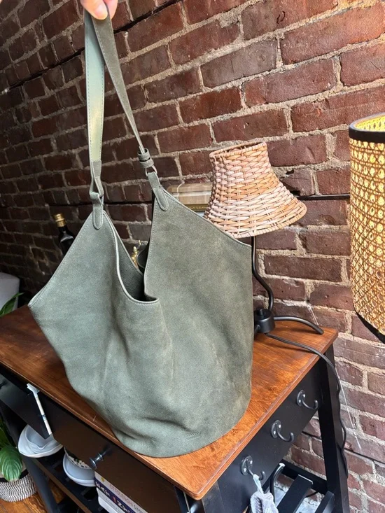 Khaite medium lotus bag - green suede - Picture 2 of 7